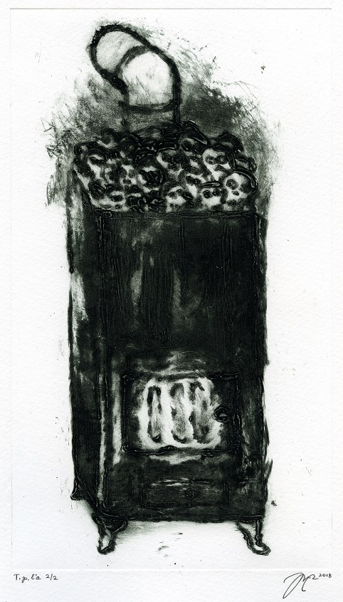 Löyly (2018), carborundum, 24 x 14 cm