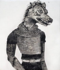 Koirankuonolainen (2026), monotypia kankaalle , 23 cm x 20 cm