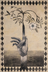 Multasormi (2022), monotypia kankaalle, 90 cm x 60 cm